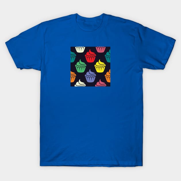 Colorful Cupcake Pattern T-Shirt by FromTheAshes